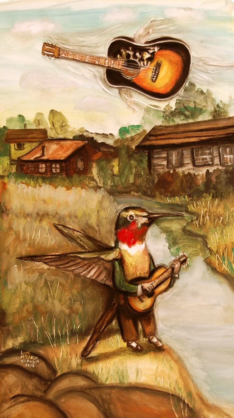 GIBSON AND THE HUMMINGBIRD GUITAR